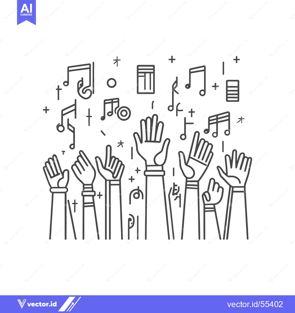 Premium Vector dari Line Art of People Clapping and Music Notes