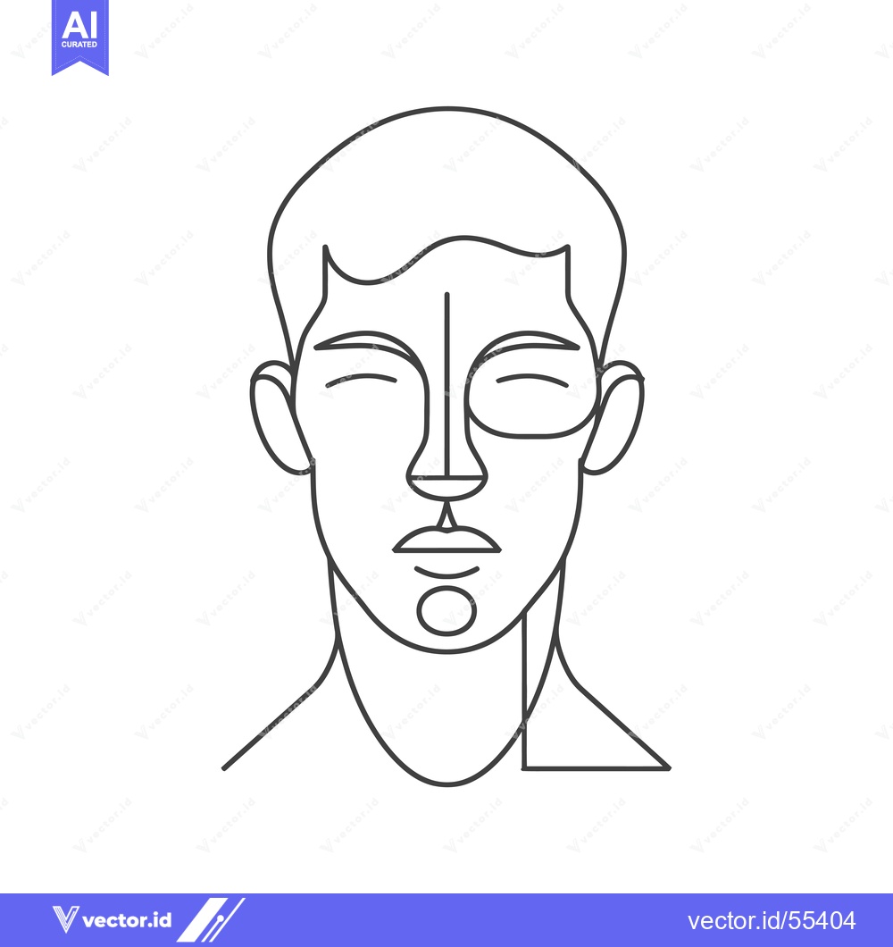 Premium Vector of Line art portrait of a man with closed eyes