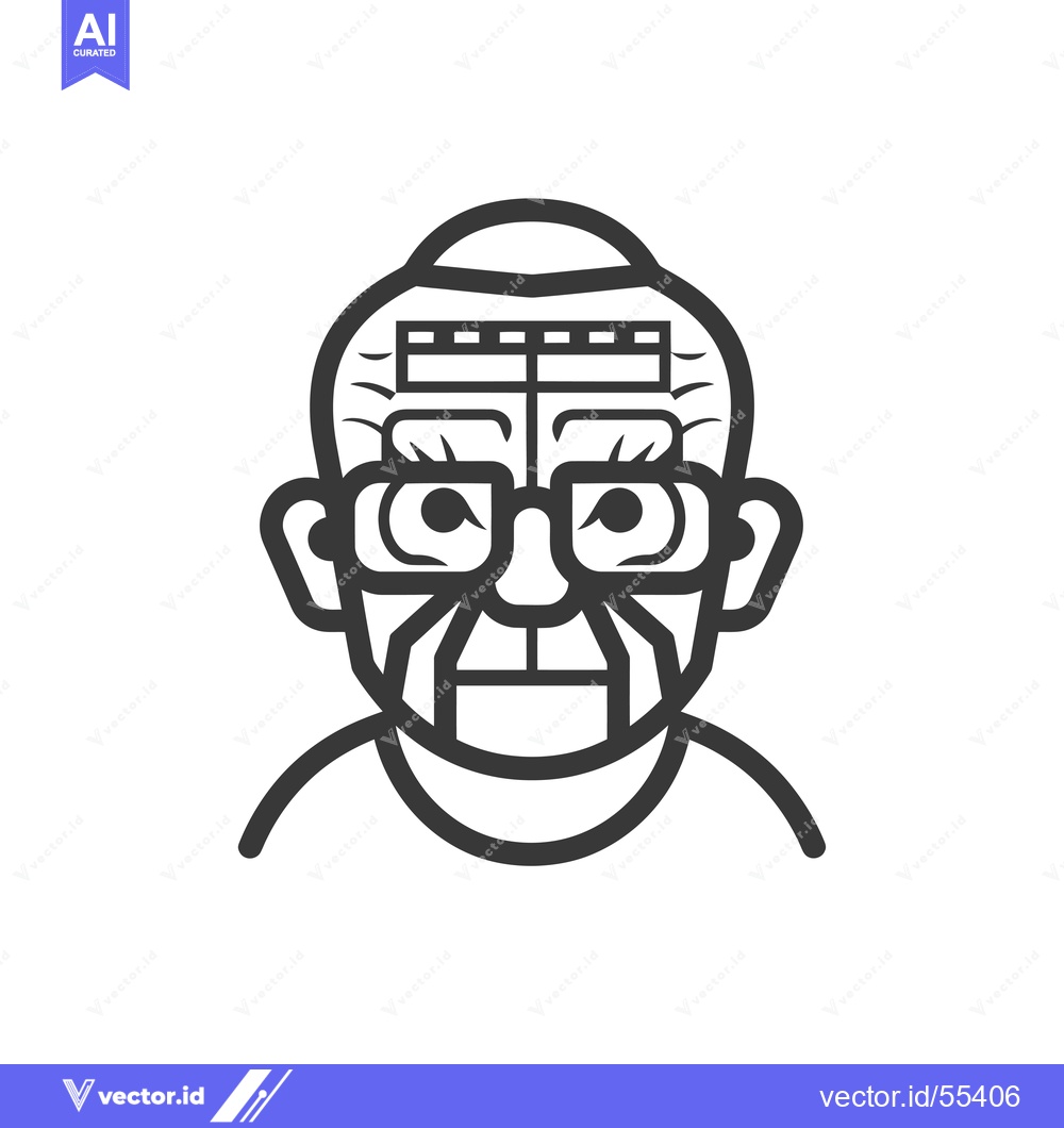 Premium Vector dari Line Art Portrait of an Elderly Man with Glasses