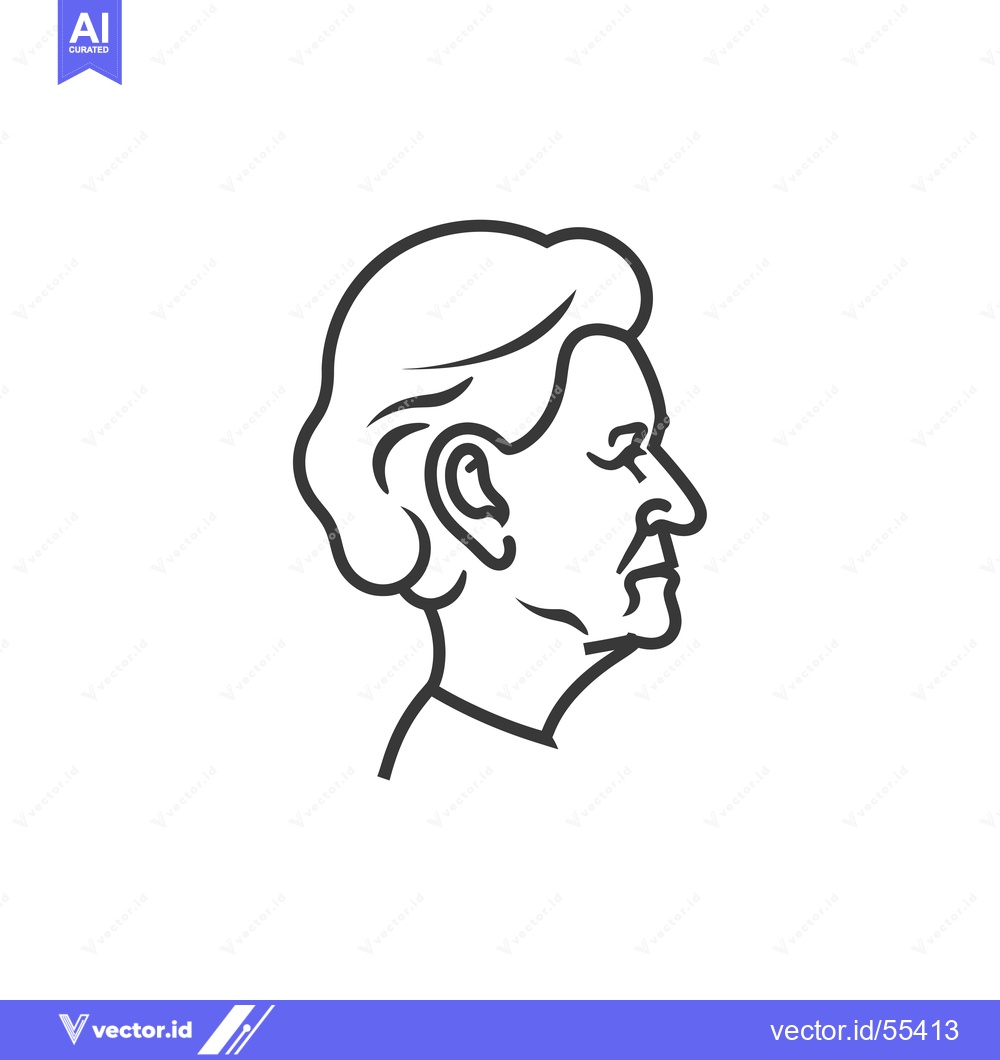 Premium Vector of Line Art Profile of an Elderly Person's Face