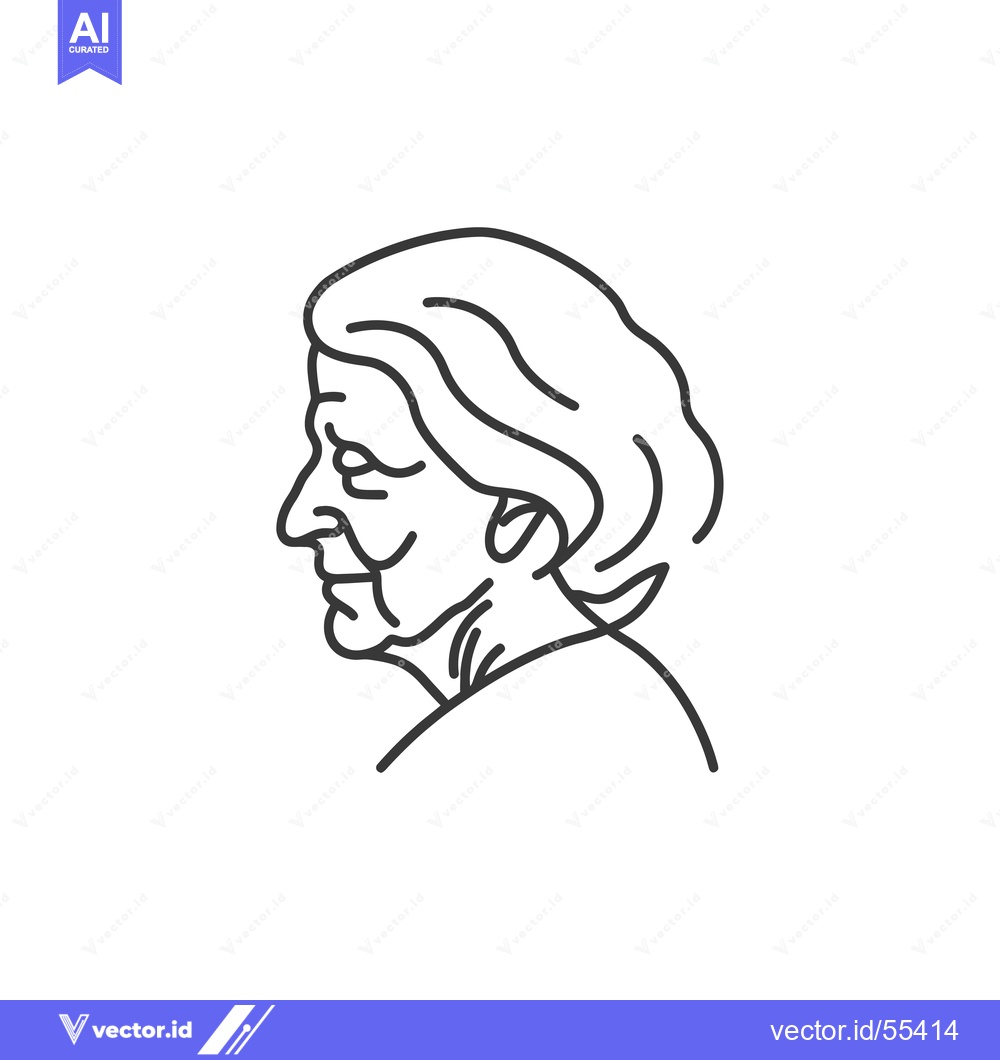Premium Vector of Line Art Profile of an Elderly Woman