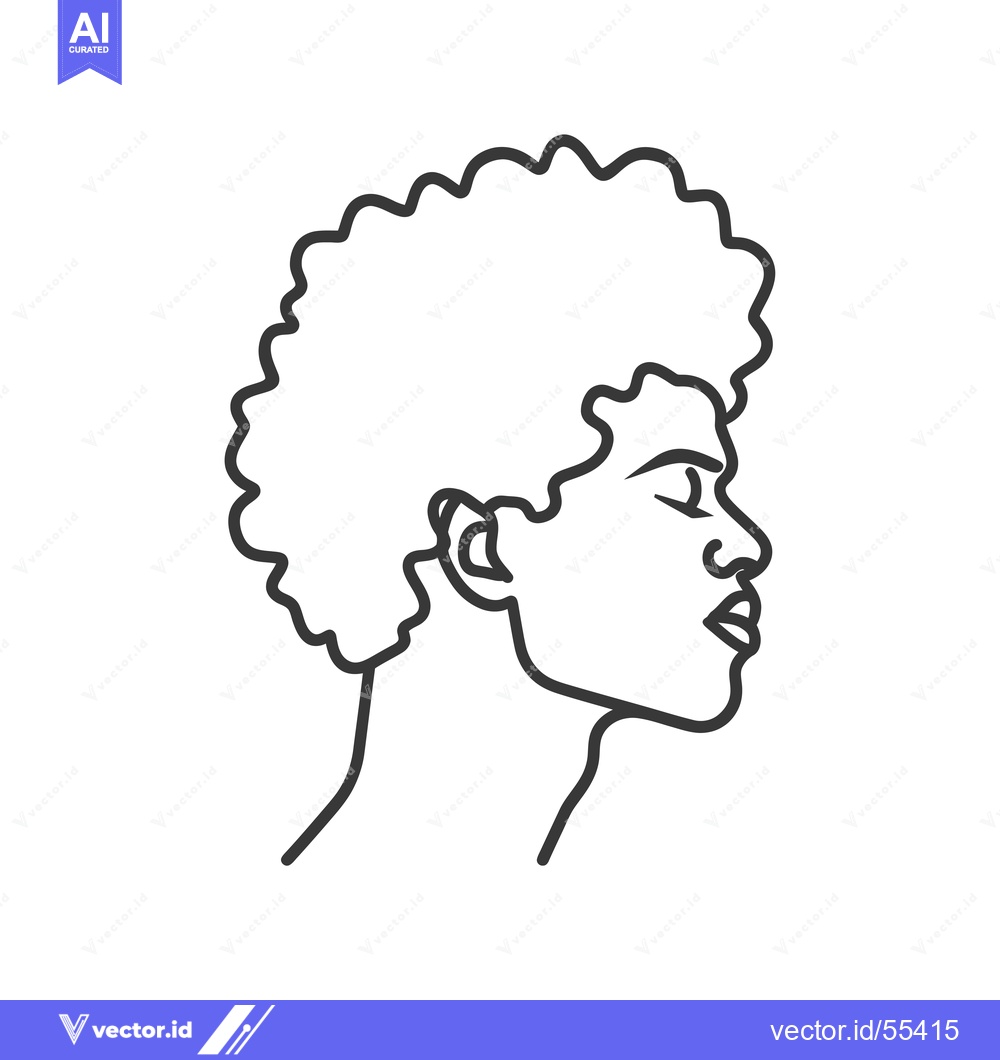 Premium Vector dari Line Art Profile of a Person with Curly Hair
