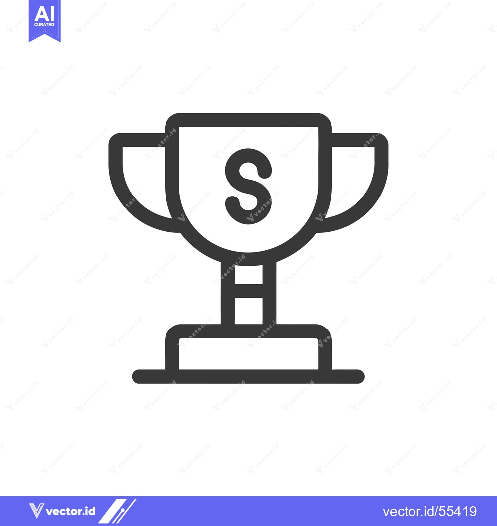 Premium Vector dari Line Art Trophy with Letter S Inside