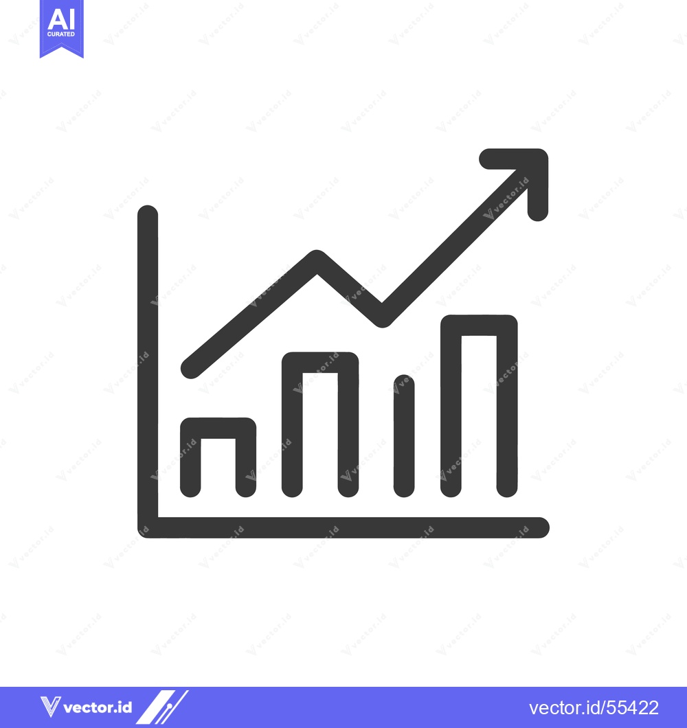 Premium Vector dari Ascending Bar Graph with Arrow: Business Growth Icon in Dark Gray