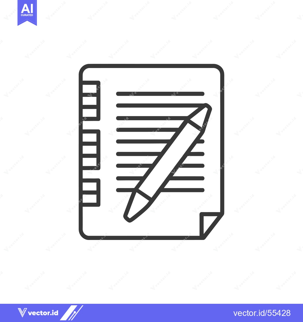 Premium Vector dari Lined Paper with a Pen Icon