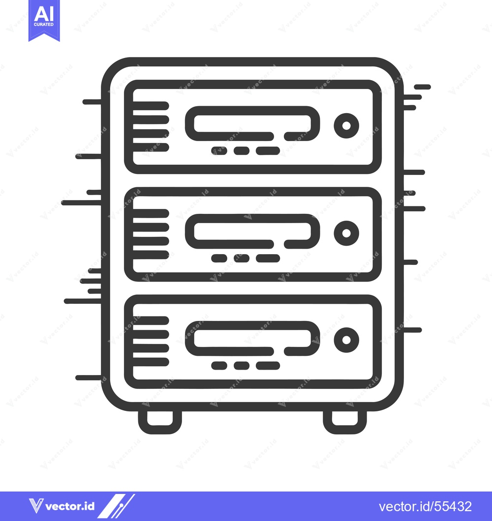 Premium Vector dari Line drawing icon of a data server with three compartments