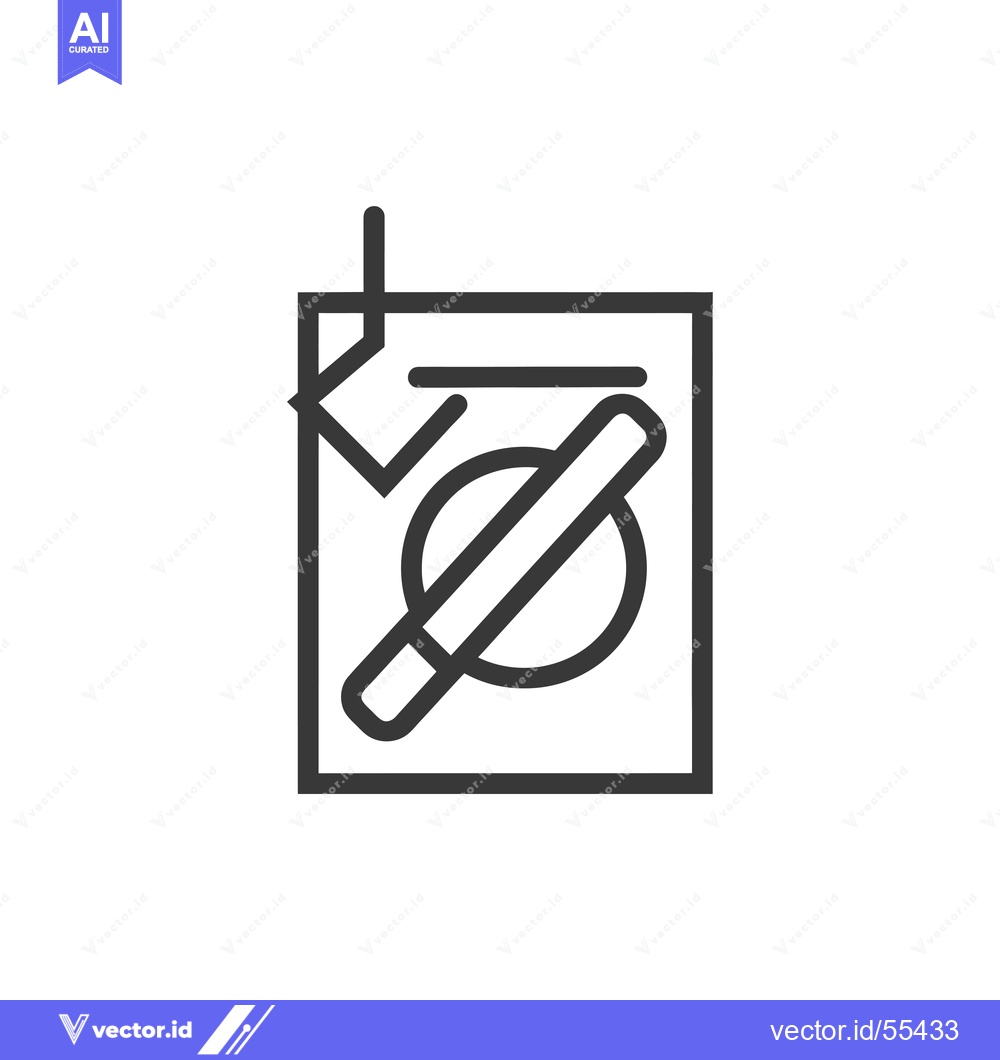 Premium Vector dari Line drawing icon of a document with a tag and a circle with a line th