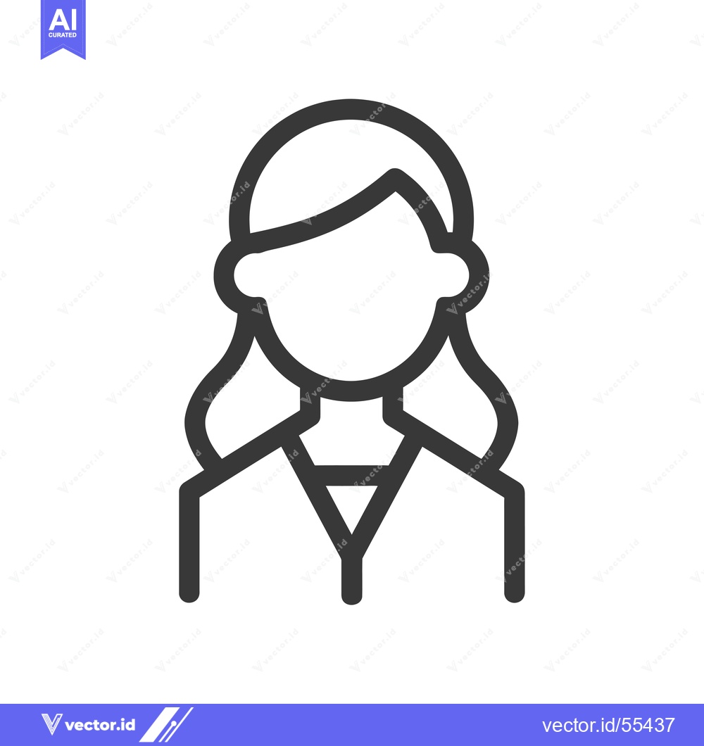 Premium Vector dari Line drawing icon of a female with long hair