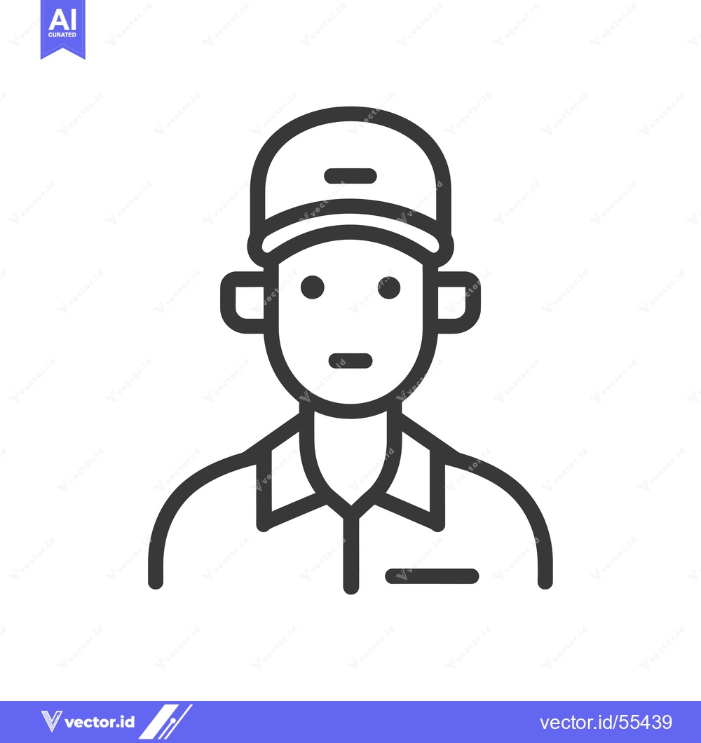 Premium Vector dari Line drawing icon of a male person wearing a cap and a collared shirt