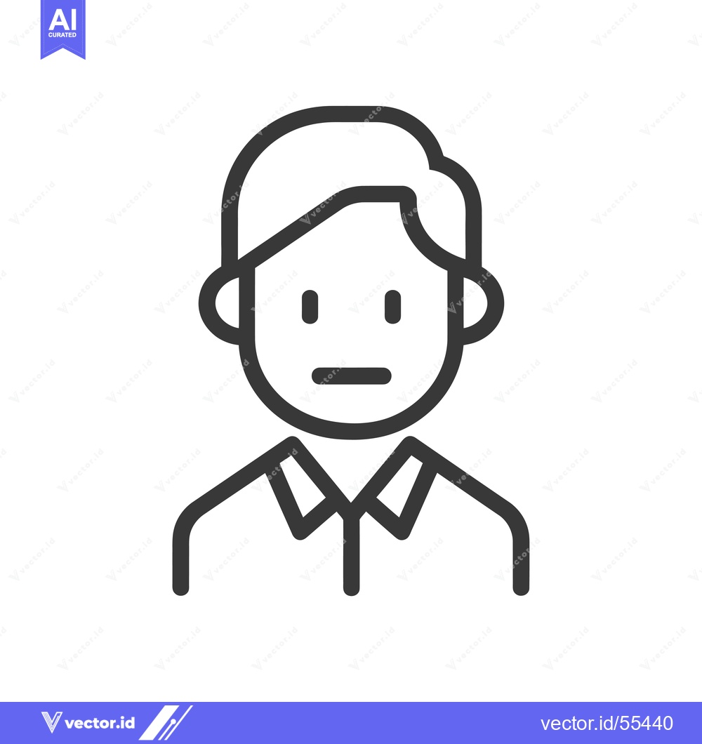 Premium Vector dari Line drawing icon of a man with a neutral expression