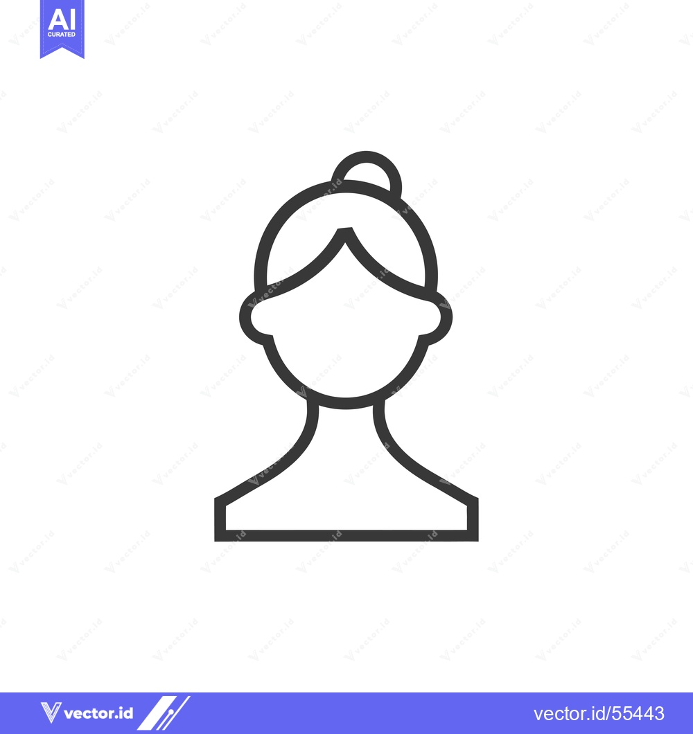 Premium Vector dari Line drawing icon of a woman with her hair tied up