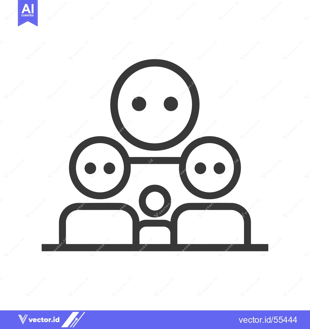 Premium Vector of Line drawing icon of four people connected