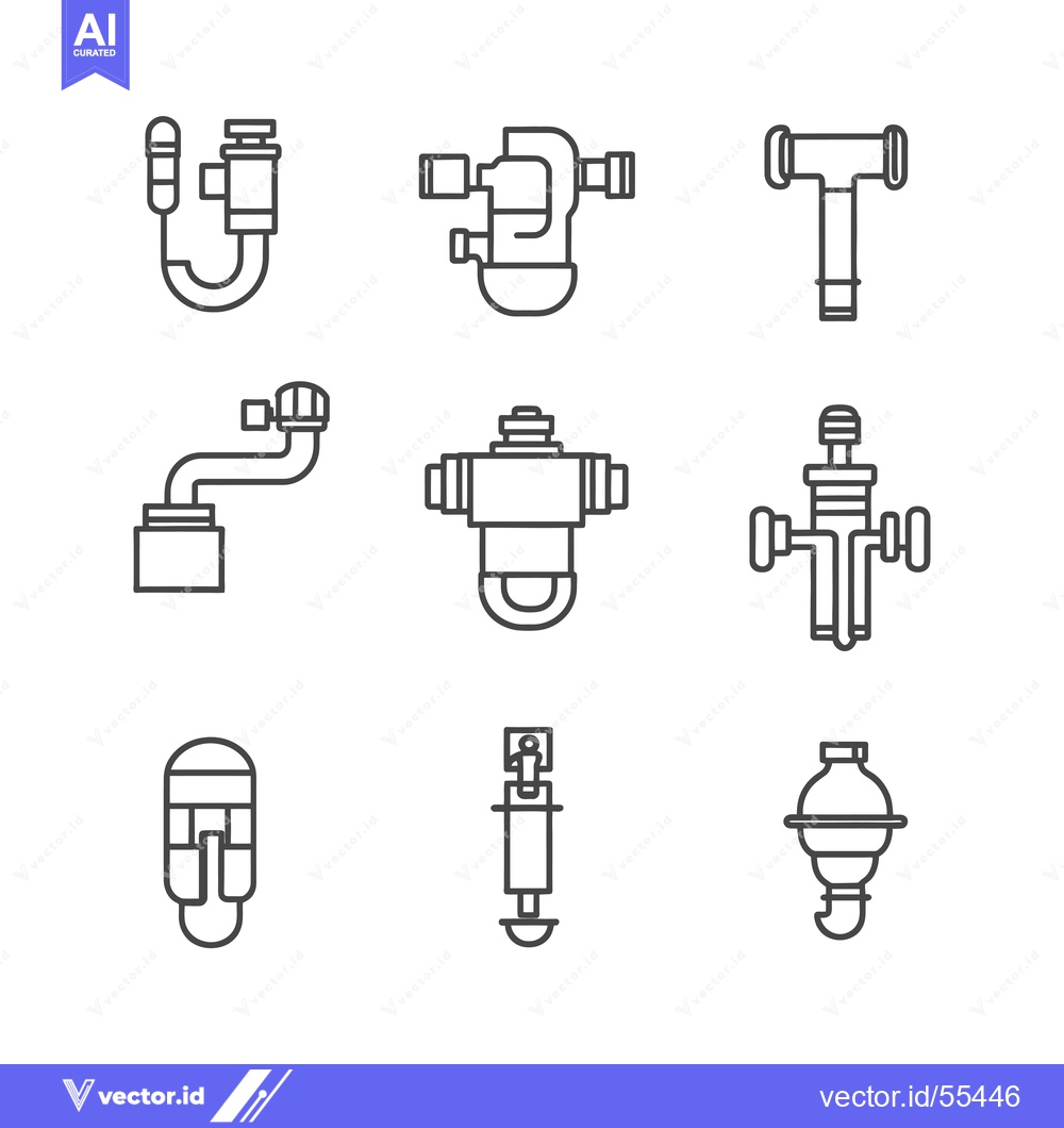 Premium Vector dari Line Drawing Icons of Different Types of Plumbing Fixtures