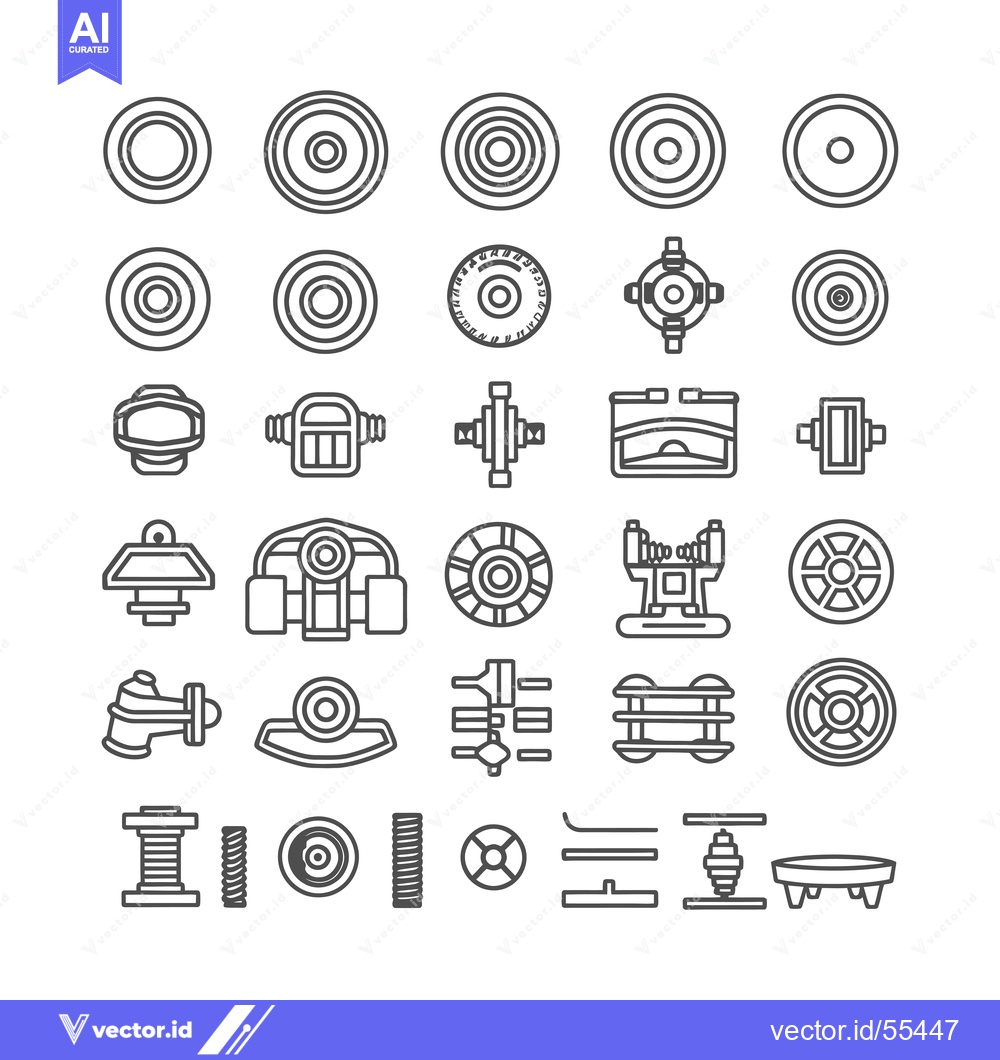 Premium Vector dari Line Drawing Icons of Various Wheels and Spokes