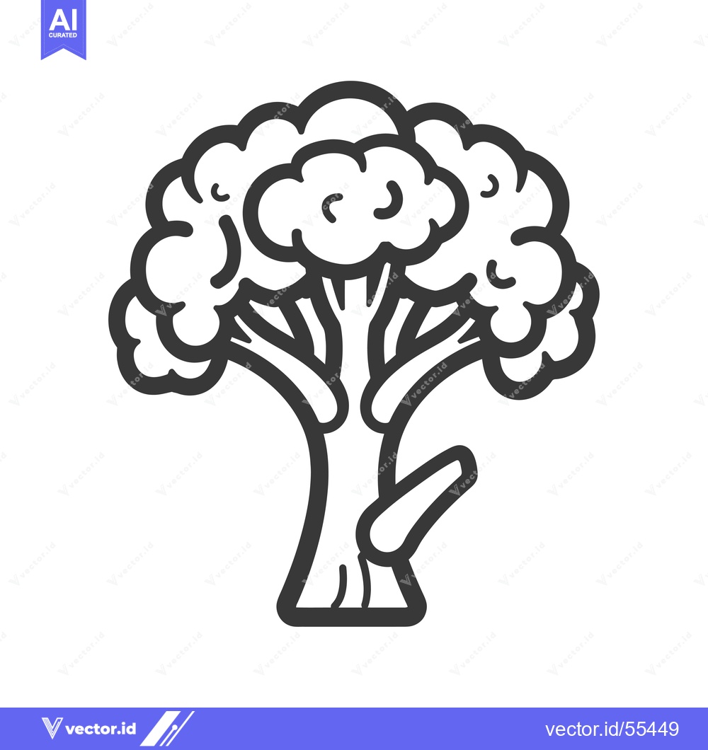 Premium Vector dari Line Drawing Illustration of a Broccoli Floret