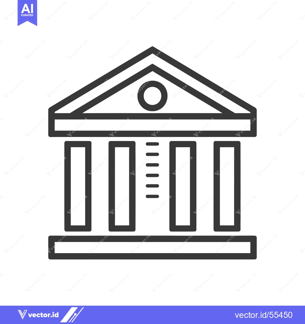 Premium Vector of Line drawing illustration of a building with a triangular roof, column