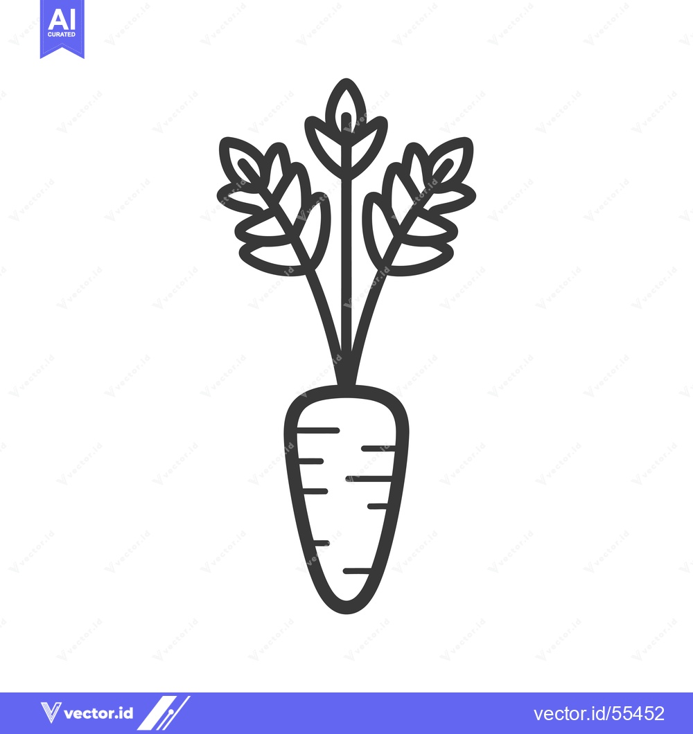 Premium Vector of Line drawing illustration of a carrot with green leaves