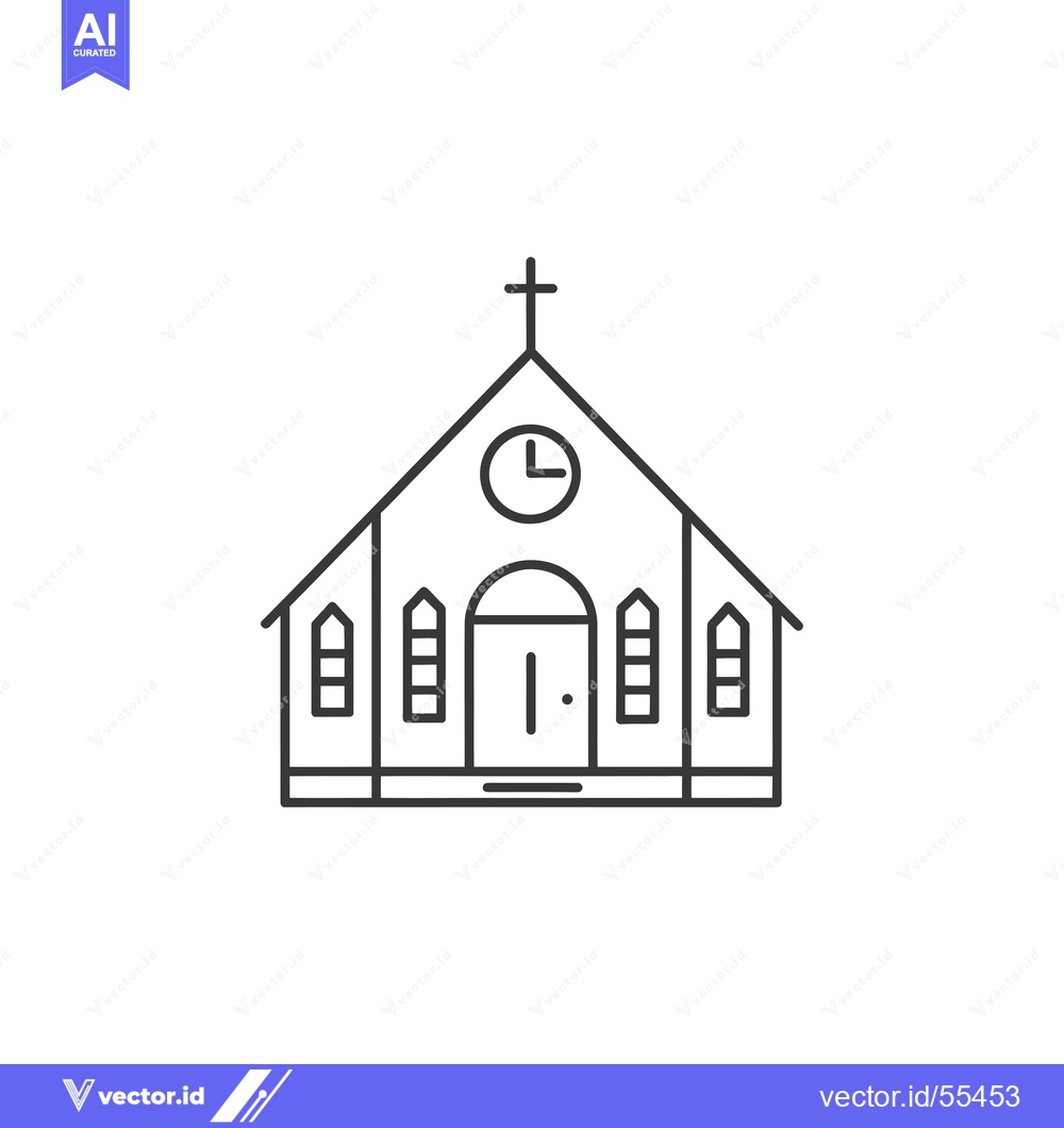 Premium Vector dari Line Drawing Illustration of a Church Building