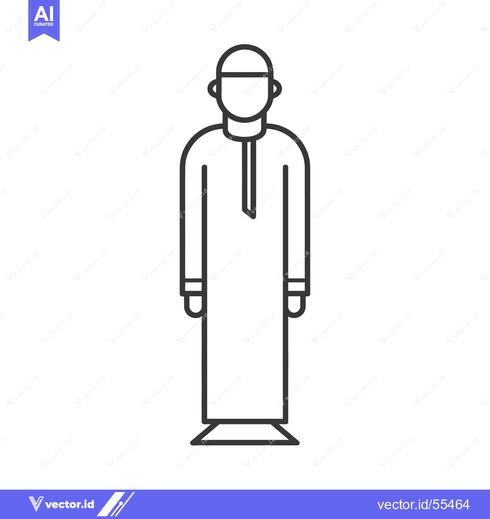 Premium Vector dari Line drawing illustration of a man wearing a thobe