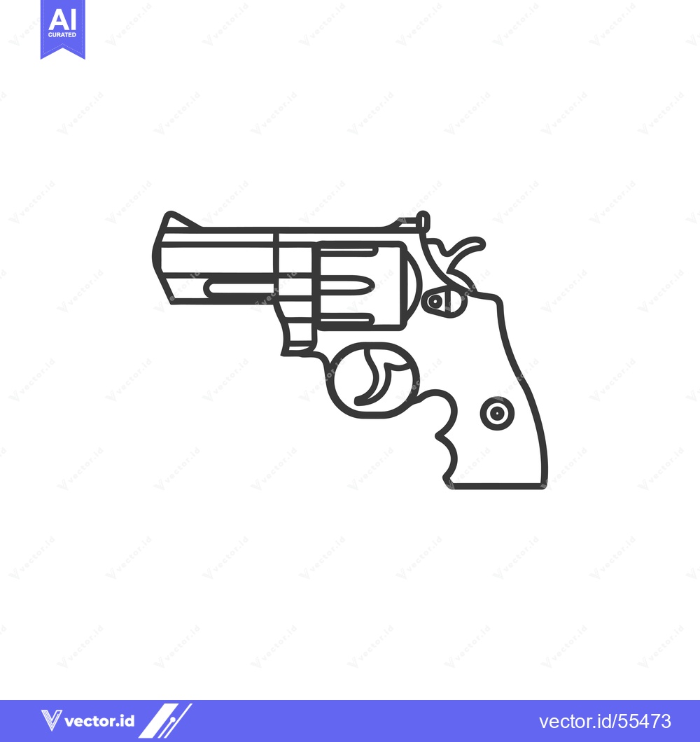 Premium Vector of Line drawing illustration of a revolver handgun