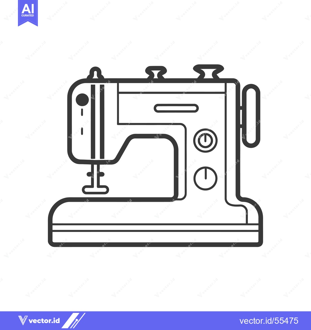 Premium Vector dari Line Drawing Illustration of a Sewing Machine