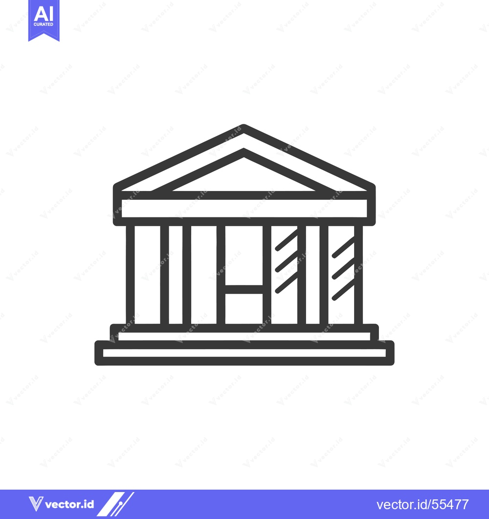 Premium Vector dari Line Drawing Illustration of a Simple Building with Columns