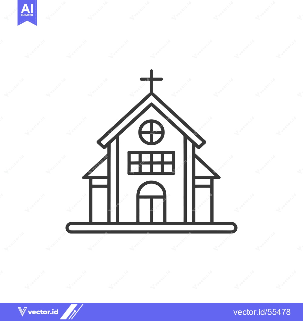Premium Vector dari Line Drawing Illustration of a Simple Church Building