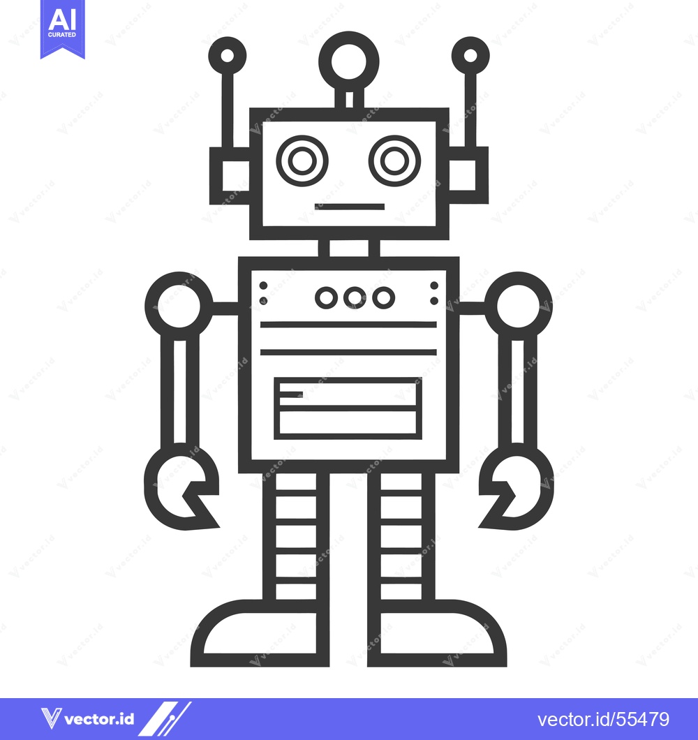 Premium Vector dari Line drawing illustration of a simple robot with antennas