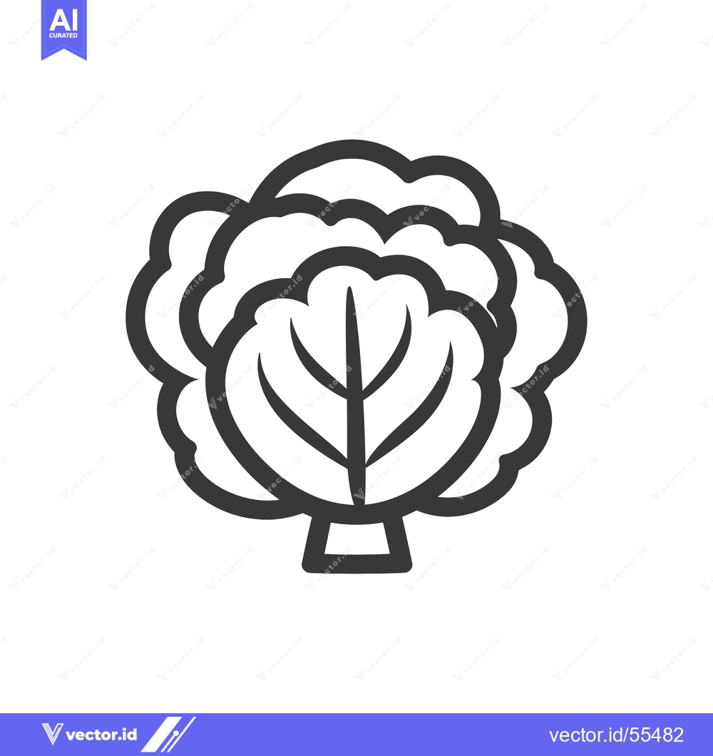 Premium Vector of Line drawing illustration of a single head of broccoli