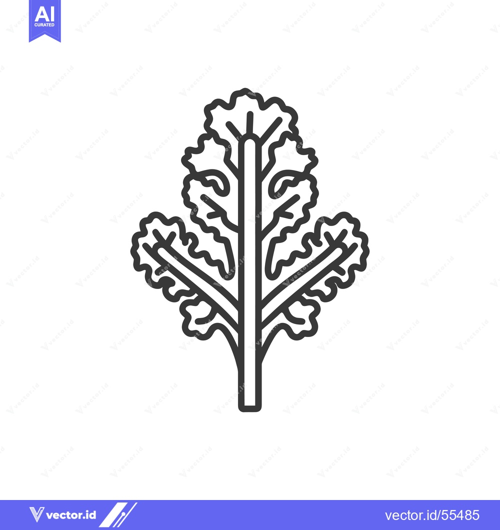 Premium Vector dari Line drawing illustration of a single stalk of kale with leaves