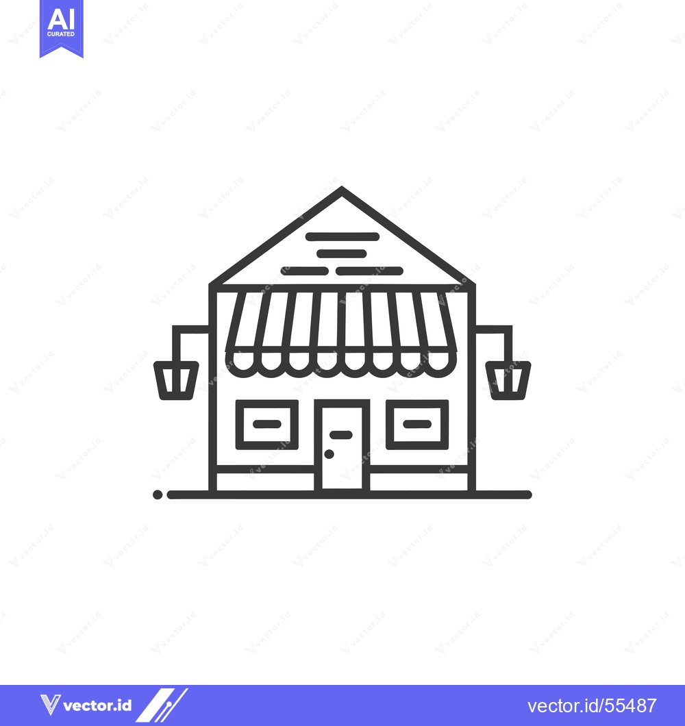 Premium Vector dari Line Drawing Illustration of a Small Shop with Awning