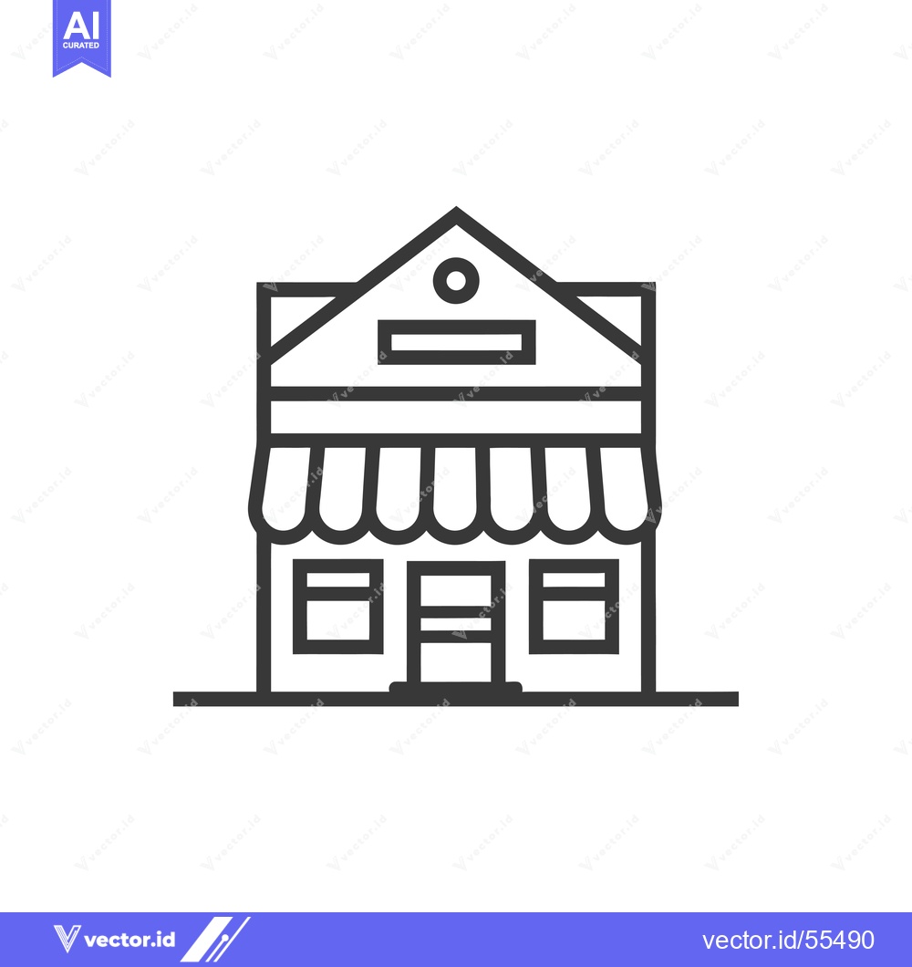 Premium Vector of Line drawing illustration of a storefront building