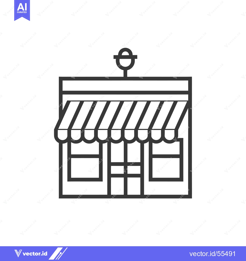 Premium Vector of Line Drawing Illustration of a Store Front with an Awning