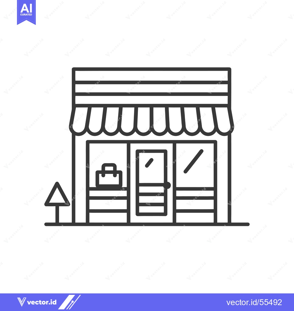 Premium Vector of Line drawing illustration of a storefront with an awning