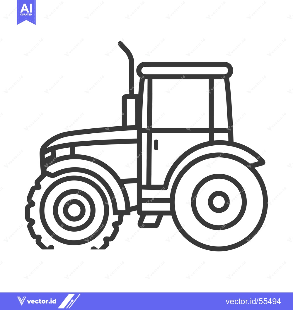 Premium Vector of Line drawing illustration of a tractor