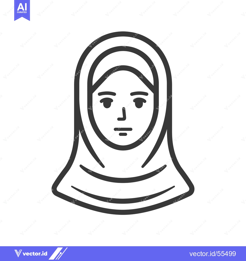 Premium Vector of Line drawing illustration of a woman wearing a headscarf