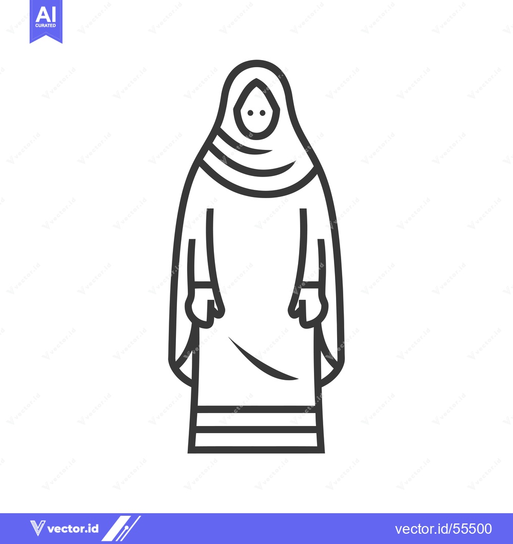 Premium Vector dari Line drawing illustration of a woman wearing a hijab