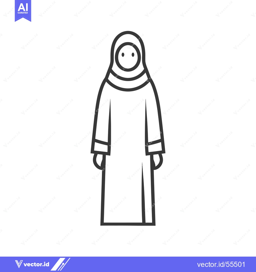 Premium Vector dari Line drawing illustration of a woman wearing a hijab