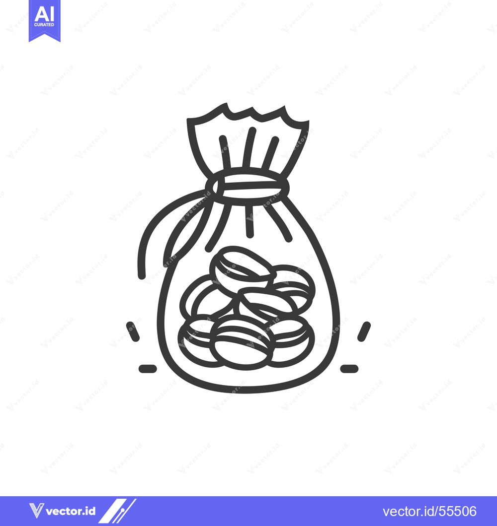 Premium Vector dari Line Drawing of a Bag Filled with Coffee Beans