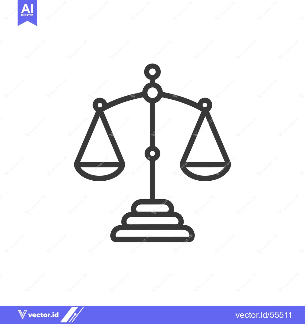 Premium Vector of Line Drawing of a Balanced Scale with Two Pans