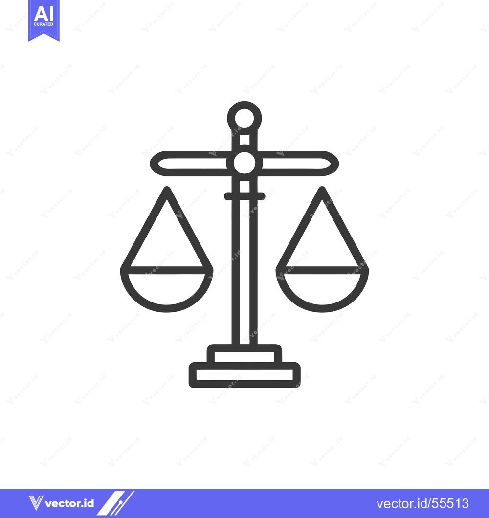 Premium Vector dari Line Drawing of a Balanced Scale with Two Trapezoidal Dishes