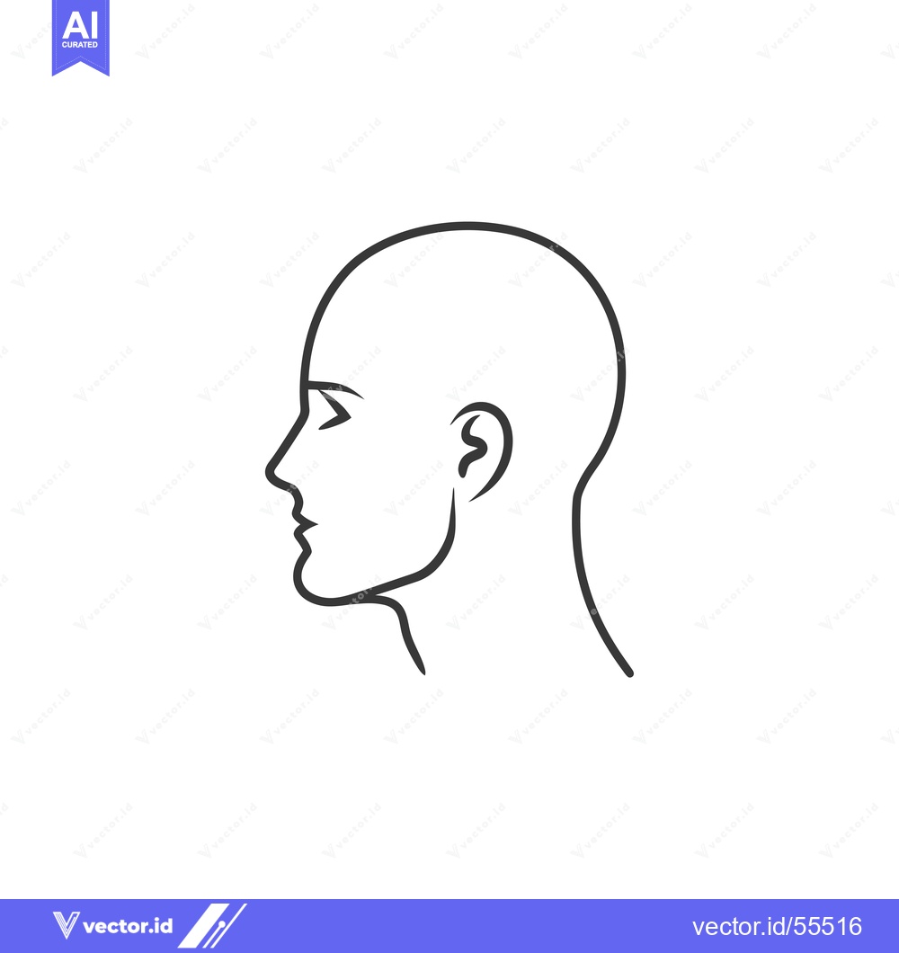 Premium Vector dari Line drawing of a bald head in profile