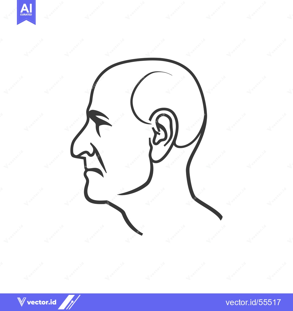 Premium Vector dari Line Drawing of a Bald Man's Head in Profile