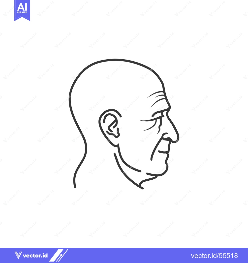 Premium Vector of Line drawing of a bald man's head in profile