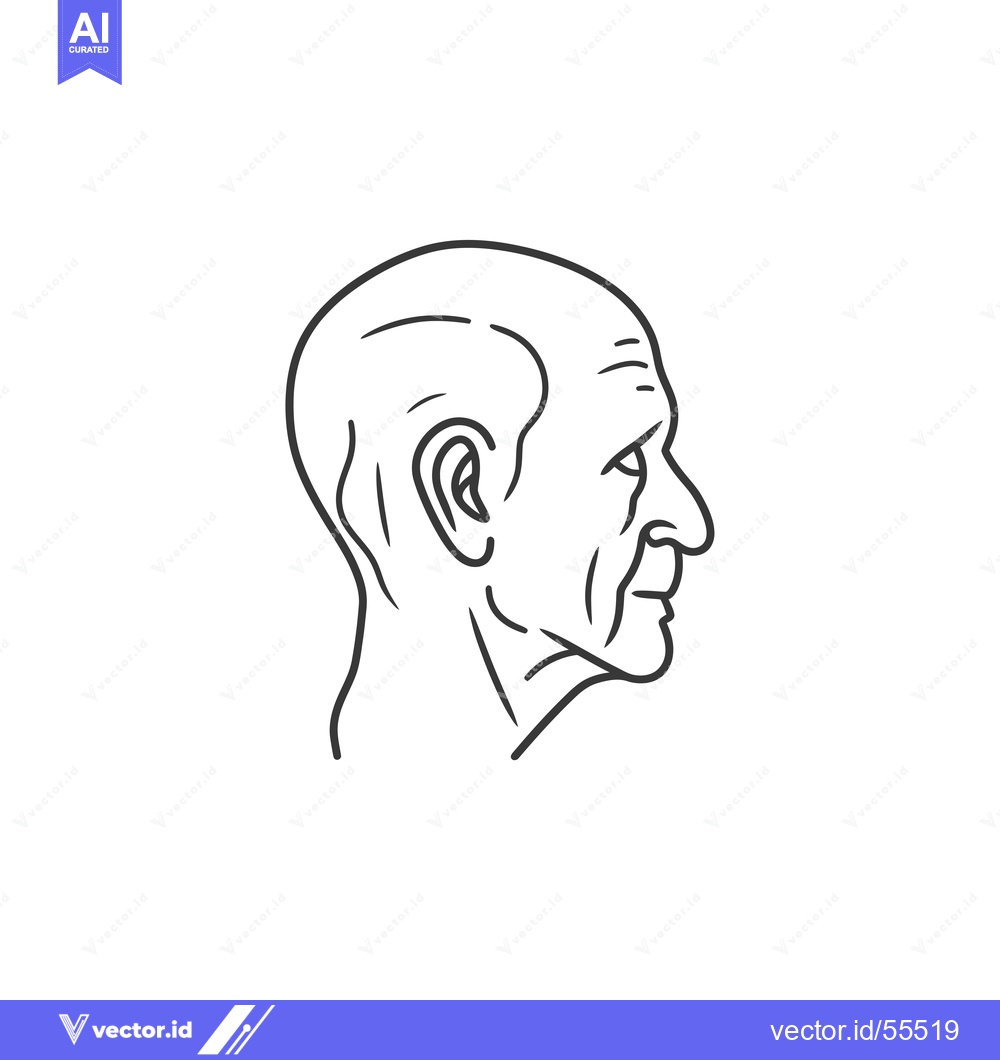 Premium Vector of Line drawing of a bald man's head in profile