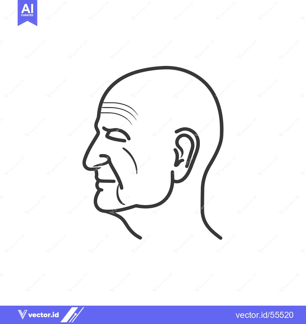 Premium Vector of Line drawing of a bald man's head in profile