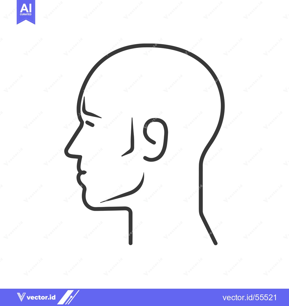 Premium Vector dari Line Drawing of a Bald Man's Head in Profile