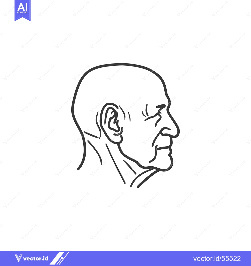 Premium Vector dari Line Drawing of a Bald Man's Profile