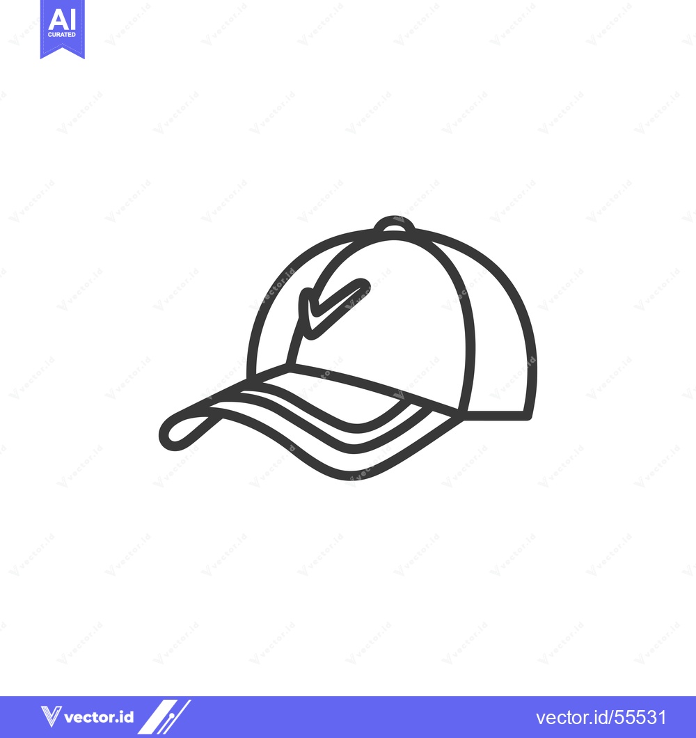 Premium Vector of Line Drawing of a Baseball Cap with a Curved Brim