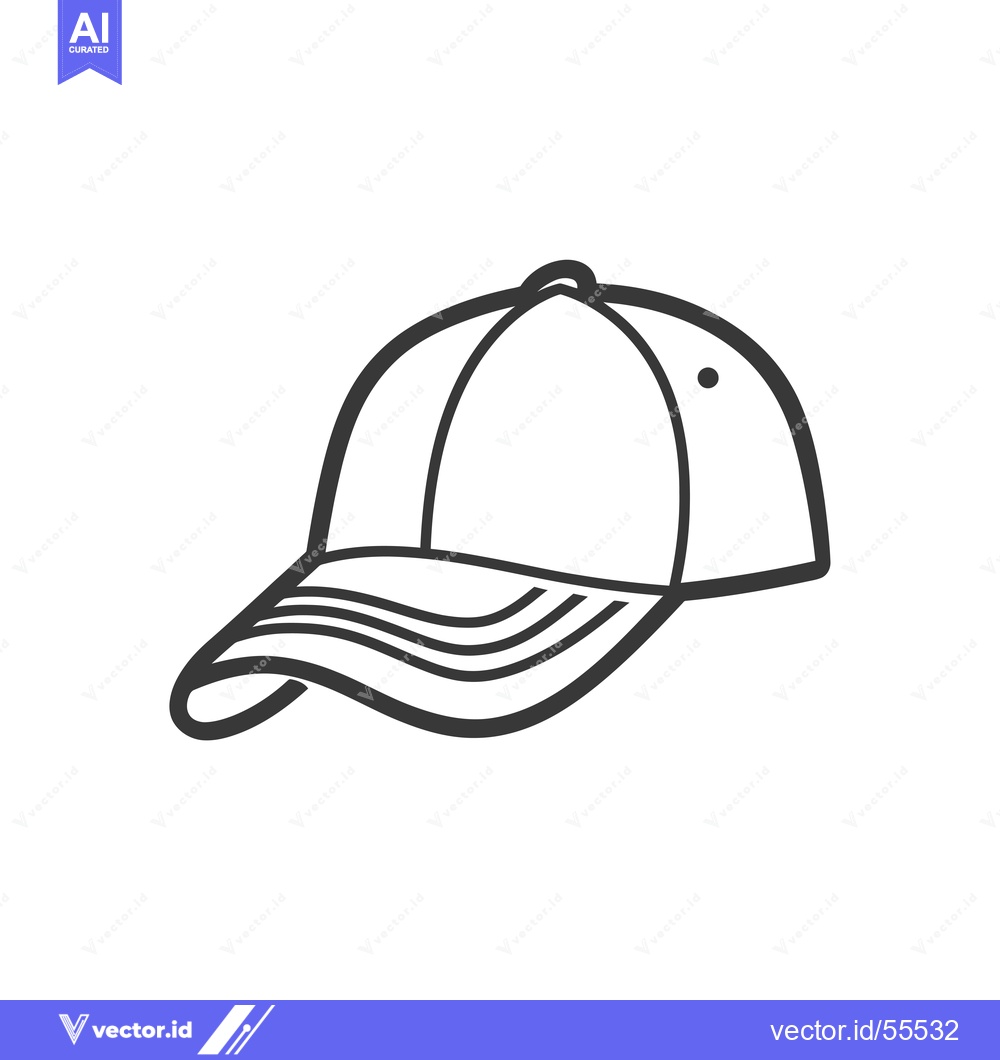 Premium Vector of Line Drawing of a Baseball Cap with a Curved Brim